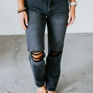 KanCan Faded Black Distressed 90s Flare Jeans